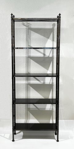 Rare Gunmetal and Black Lacquer Etagere or Bookcase by Karl Springer