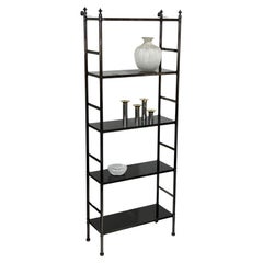 Retro Rare Gunmetal and Black Lacquer Etagere or Bookcase by Karl Springer 