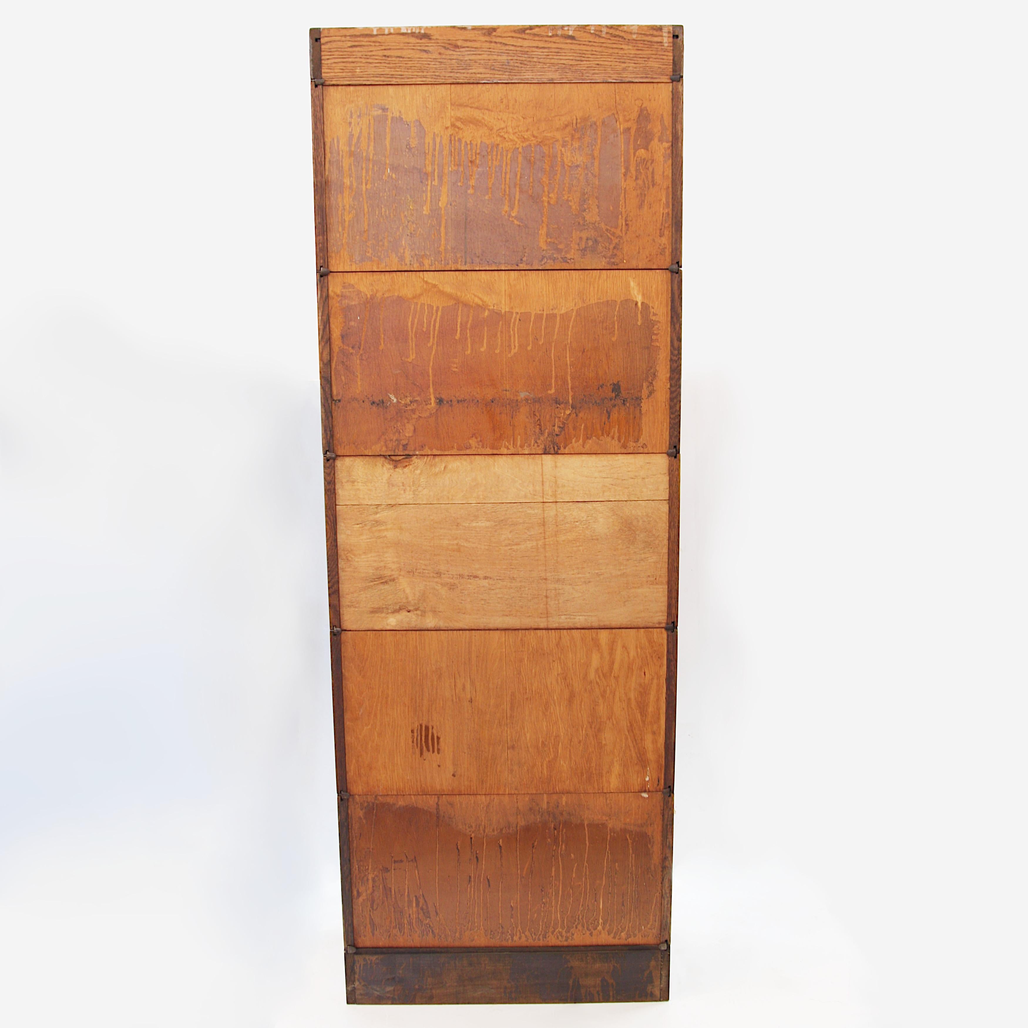 American Rare Gunn Vintage 1920s Industrial Five Stack Oak Barrister Bookcase
