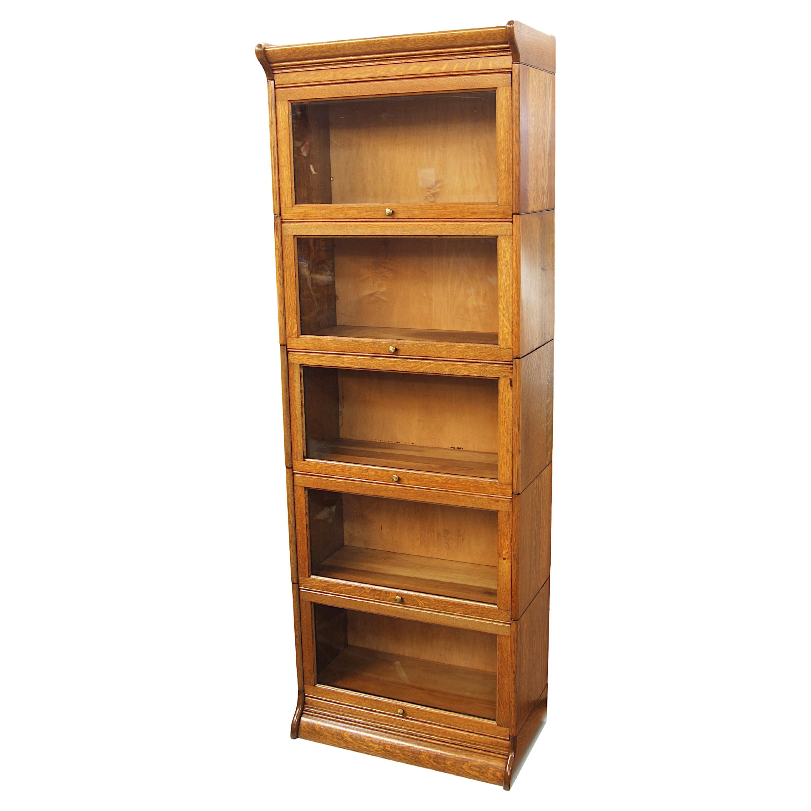 Rare Gunn Vintage 1920s Industrial Five Stack Oak Barrister Bookcase