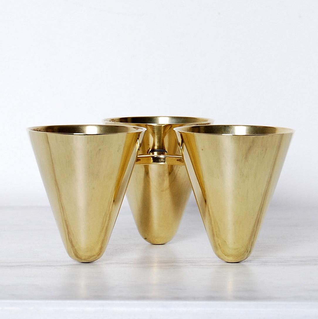 Scandinavian Modern Rare Gunnar Ander Candleholder for Ystad Metall in Brass For Sale