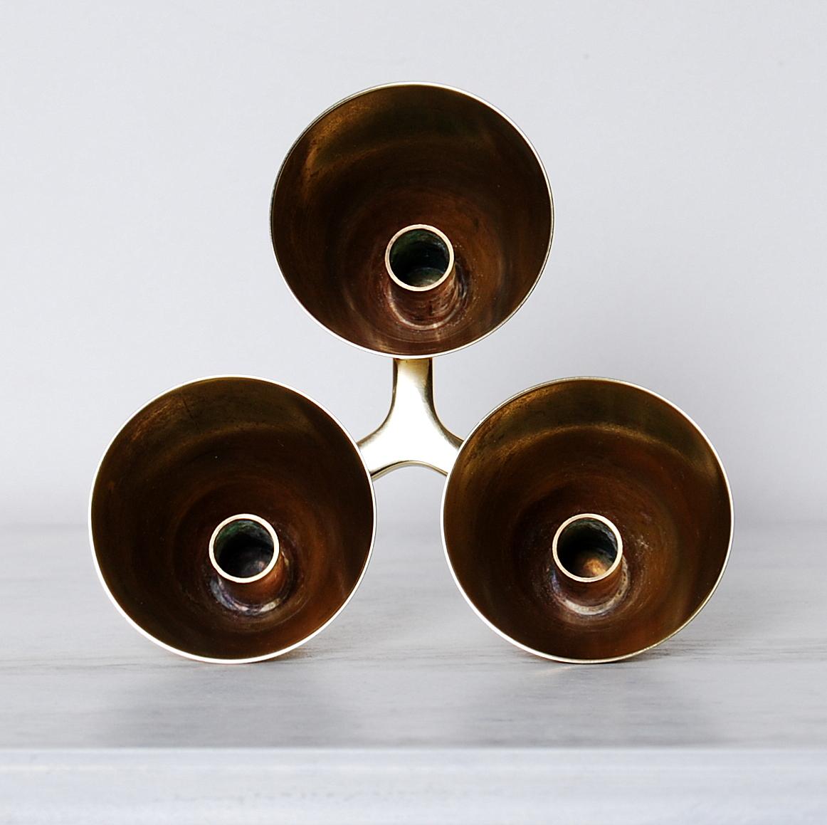 Mid-20th Century Rare Gunnar Ander Candleholder for Ystad Metall in Brass For Sale