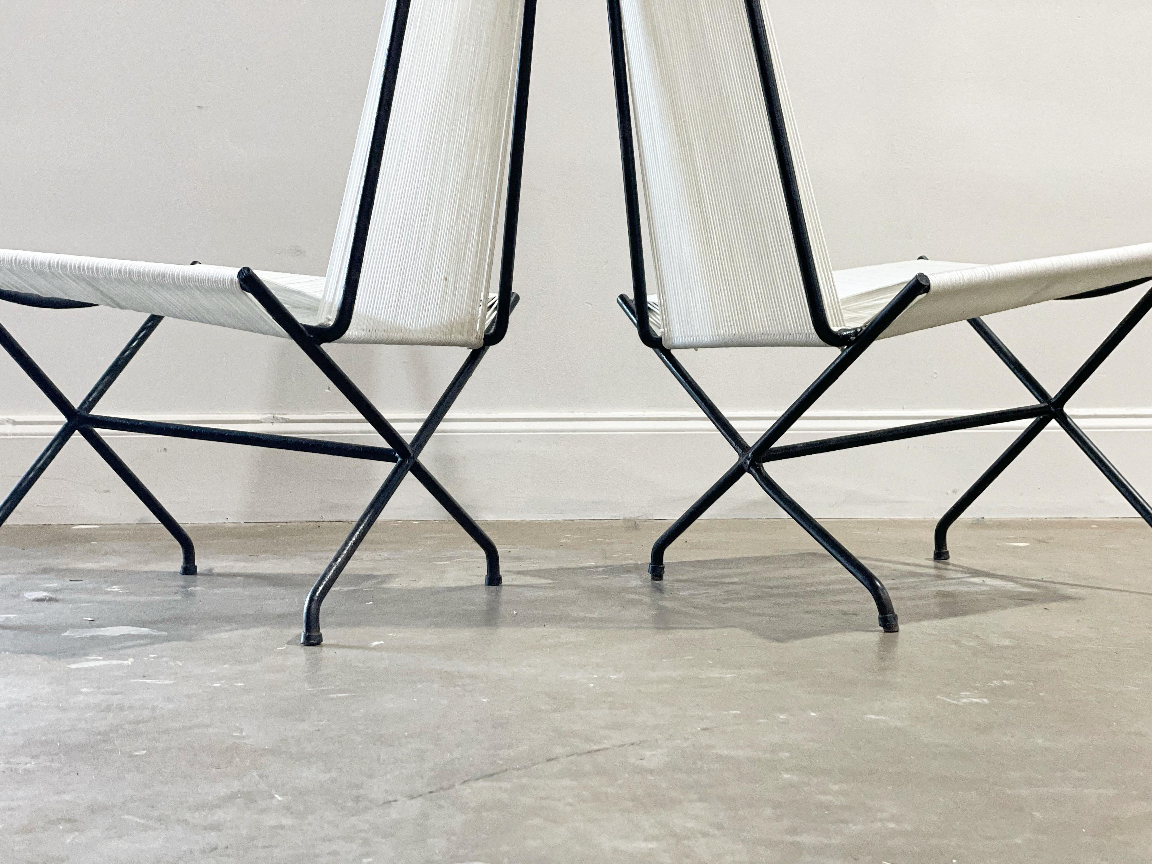Rare Gunnar Birkerts Modernist Wrought Iron String Lounge Chairs  For Sale 7
