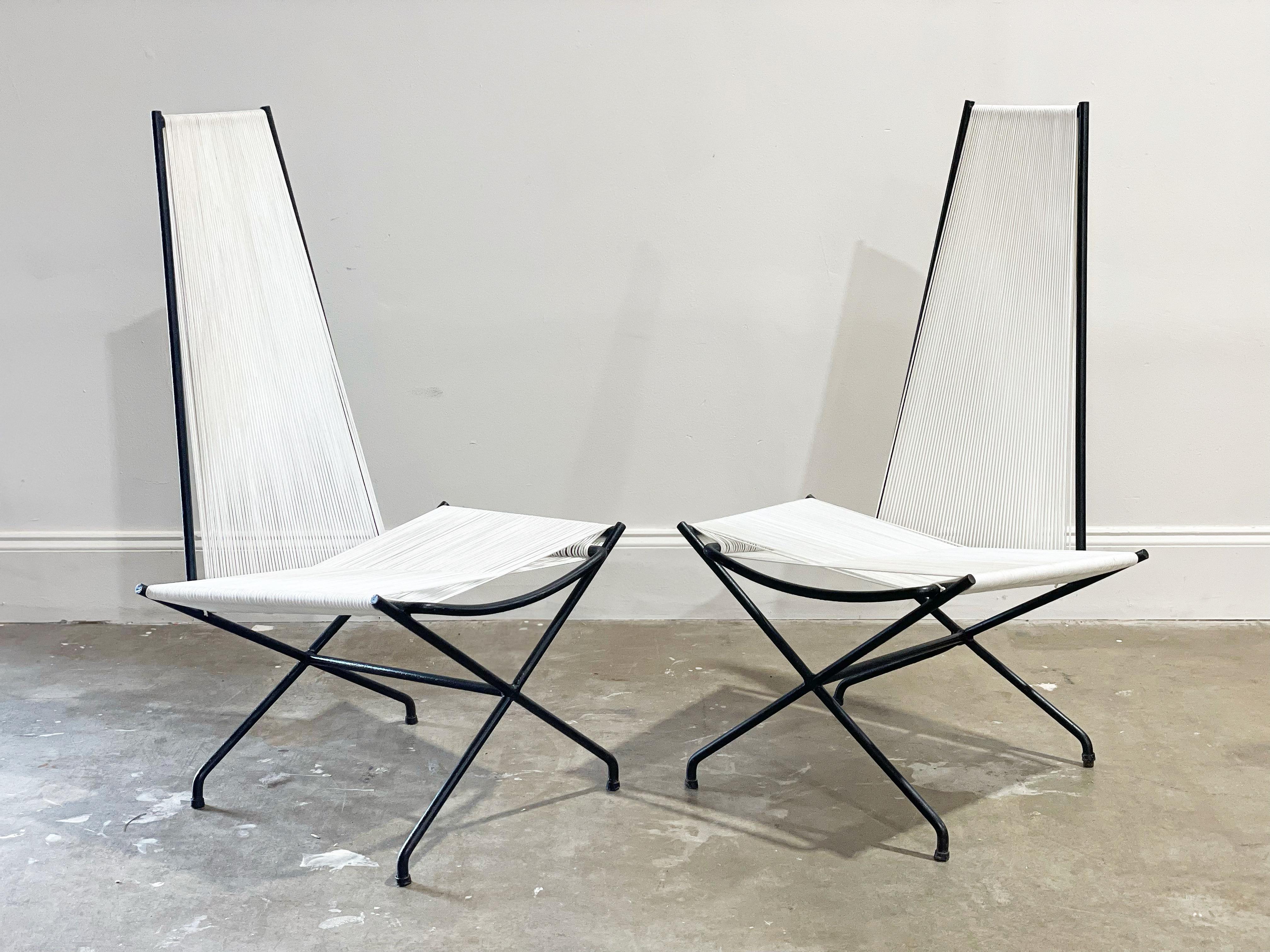 Rare Gunnar Birkerts Modernist Wrought Iron String Lounge Chairs  For Sale 9