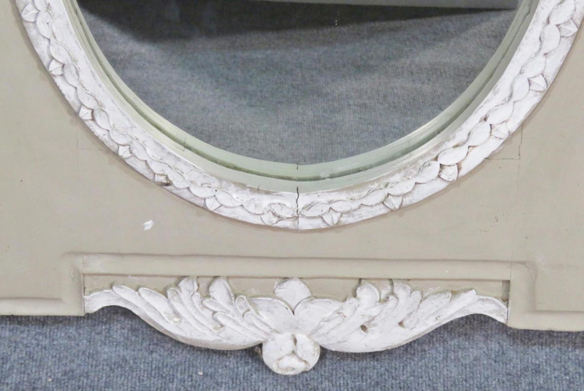Early 20th Century Rare Gustavian Swedish Paint Decorated Bowtie Carved Wall Mirror, circa 1920s