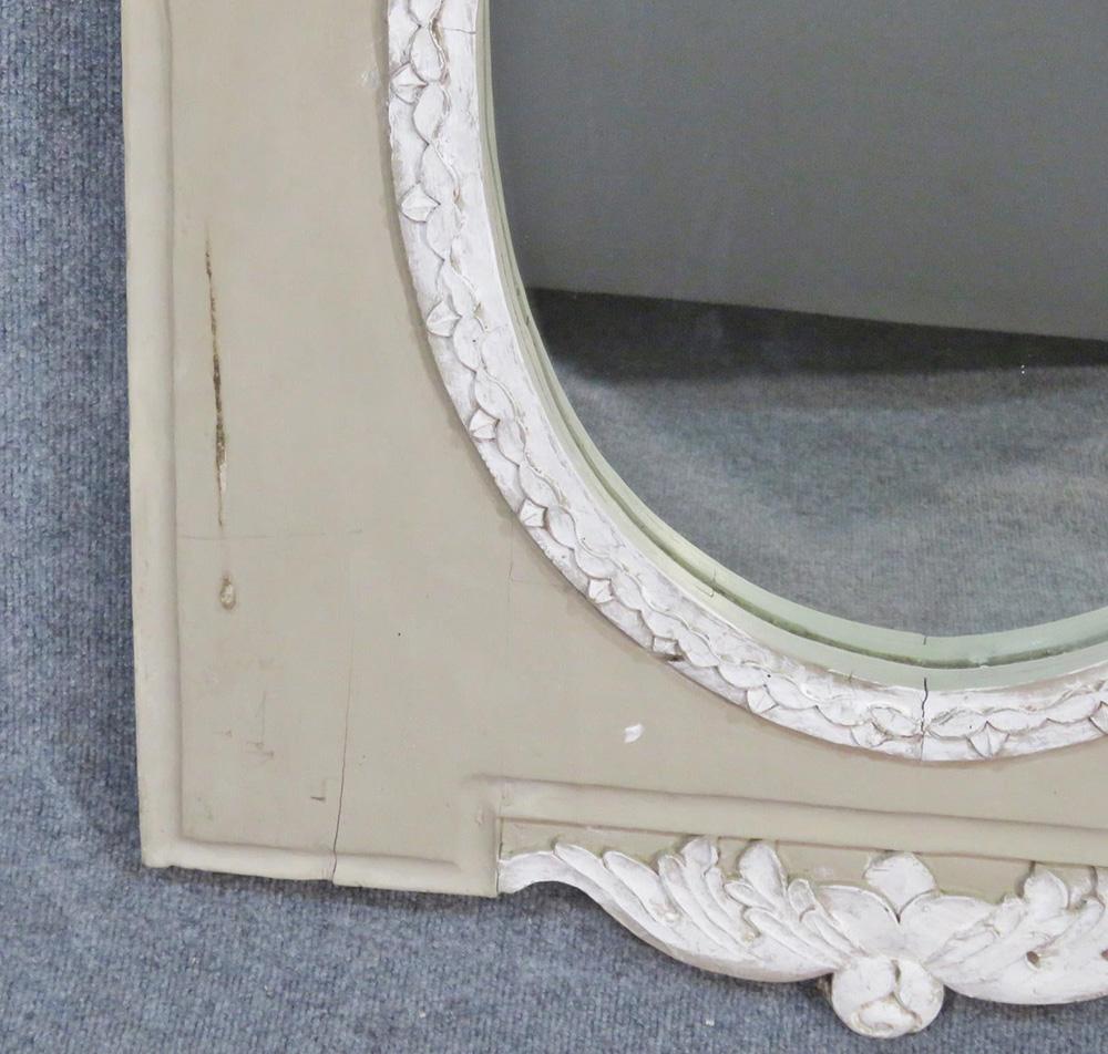 Rare Gustavian Swedish Paint Decorated Bowtie Carved Wall Mirror, circa 1920s 1