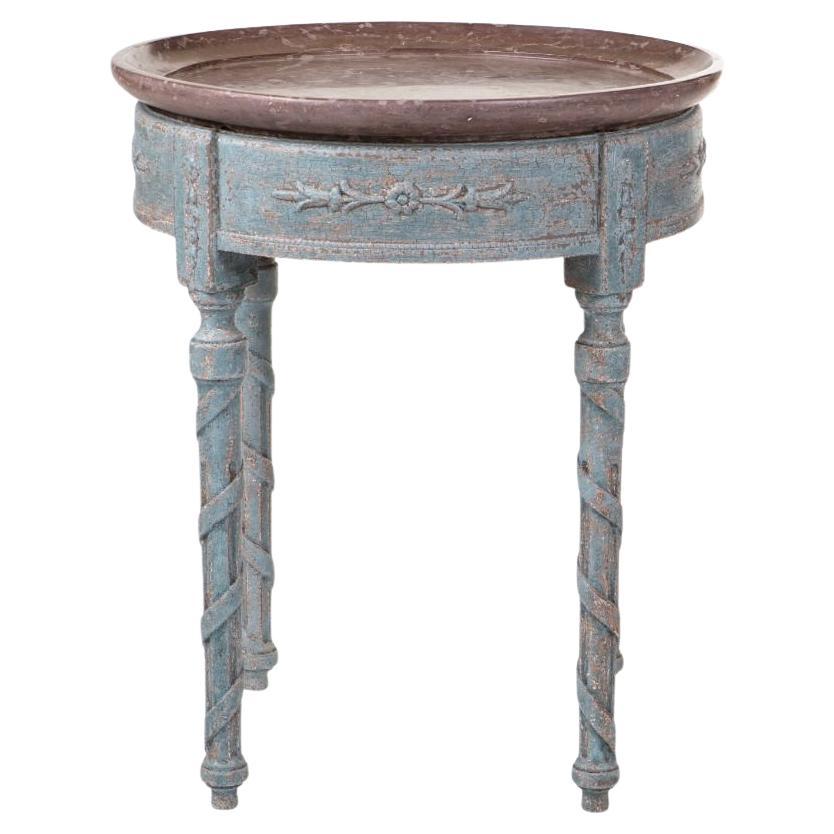 Rare Gustavian Tray Table with Öland Limestone Top For Sale