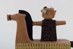 Rare Gustavsberg Studio Hand, Horse and Man by Stig Lindberg, Swedish Ceramist