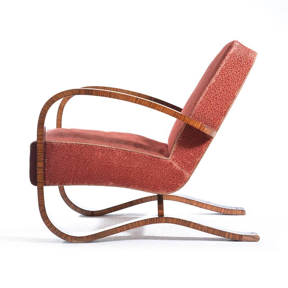 20th Century Rare H-269 Armchair by Jindrich Halabala in Veneered Design, 1930s For Sale