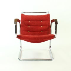 Rare H-91 Bended Chrome Pipe Armchair by Halabala, circa 1930