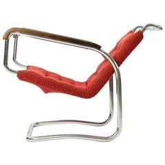 Rare H-91 Bended Chrome Pipe Armchair by Halabala, circa 1930