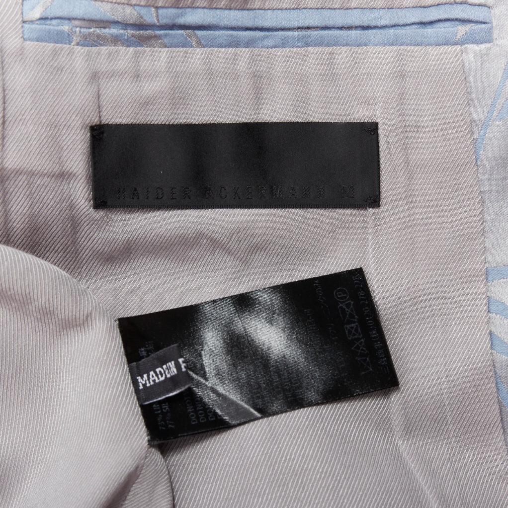 rare HAIDER ACKERMANN 2015 Runway blue silver linen silk floral brocade shawl 3