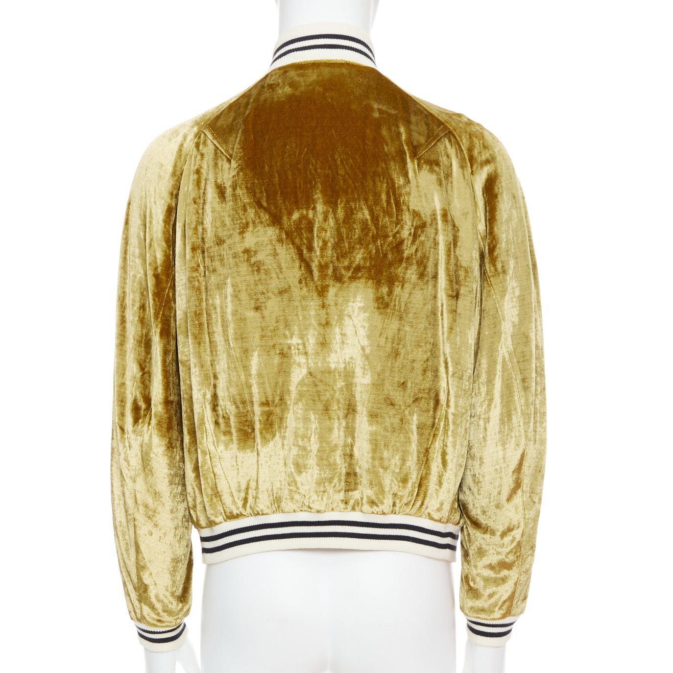 rare HAIDER ACKERMANN 2015 RUnway gold crushed velvet Teddy bomber jacket S For Sale 1
