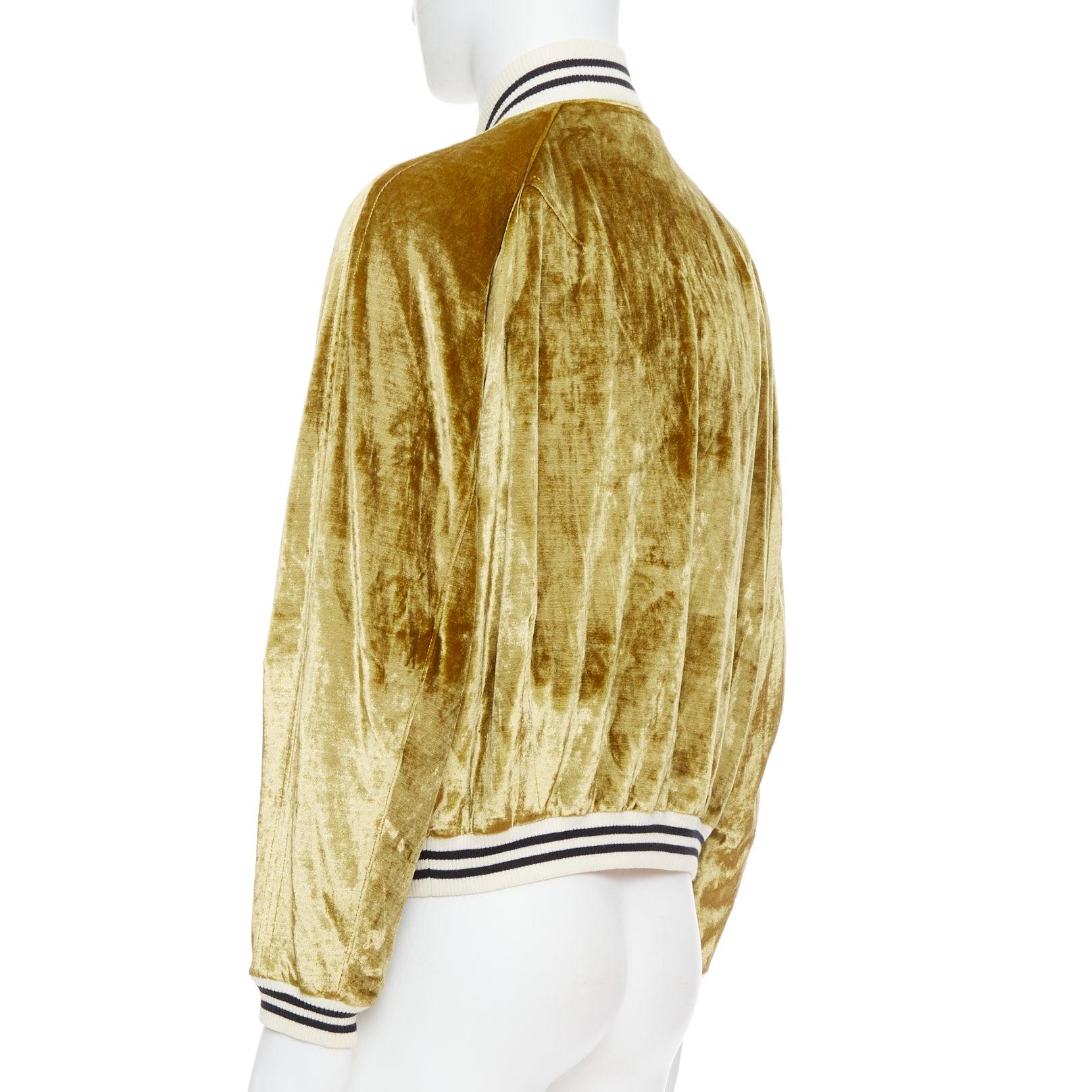 rare HAIDER ACKERMANN 2015 RUnway gold crushed velvet Teddy bomber jacket S For Sale 2
