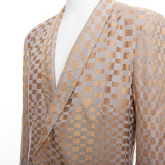 rare HAIDER ACKERMANN 2015 Runway gold silver checkered linen silk blazer XL