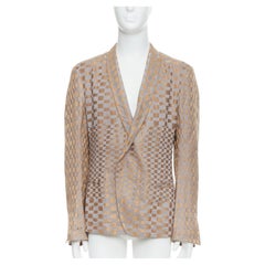 raro Haider Ackermann 2015 Runway oro argento a scacchi in lino seta blazer XL