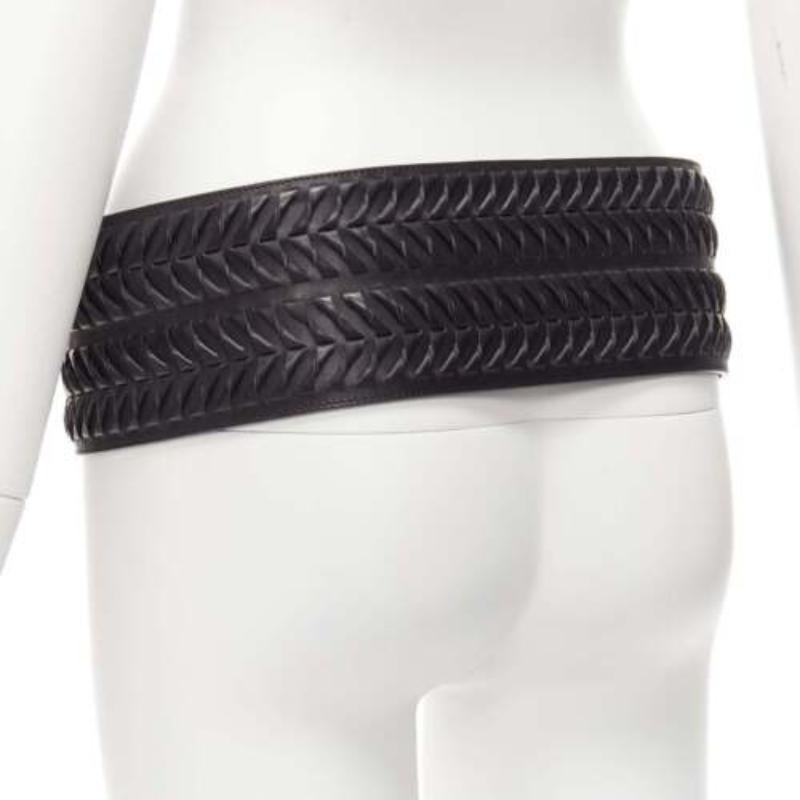 rare HAIDER ACKERMANN black leather woven wide buckle oversized belt L For Sale 1