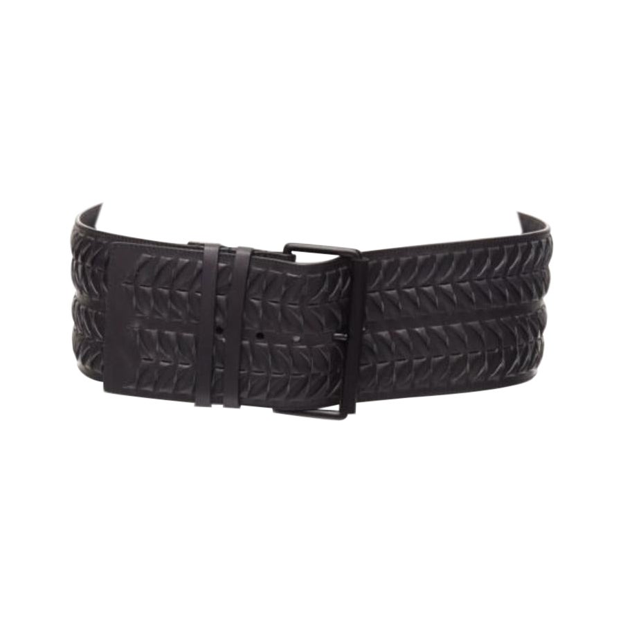 rare HAIDER Ackermann ceinture oversize en cuir noir tressé à boucle large L