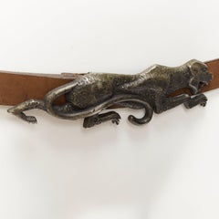 rare HAIDER ACKERMANN Runway brown leather bronze jaguar buckle belt S