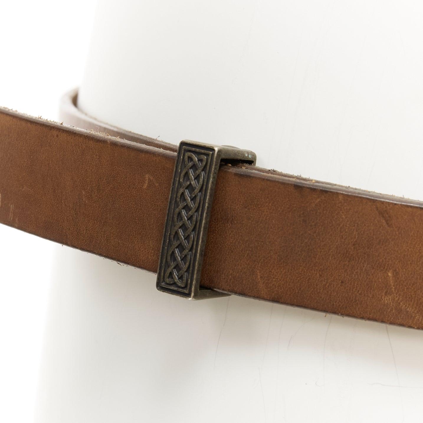 rare HAIDER ACKERMANN Runway brown leather bronze jaguar buckle belt S For Sale 3