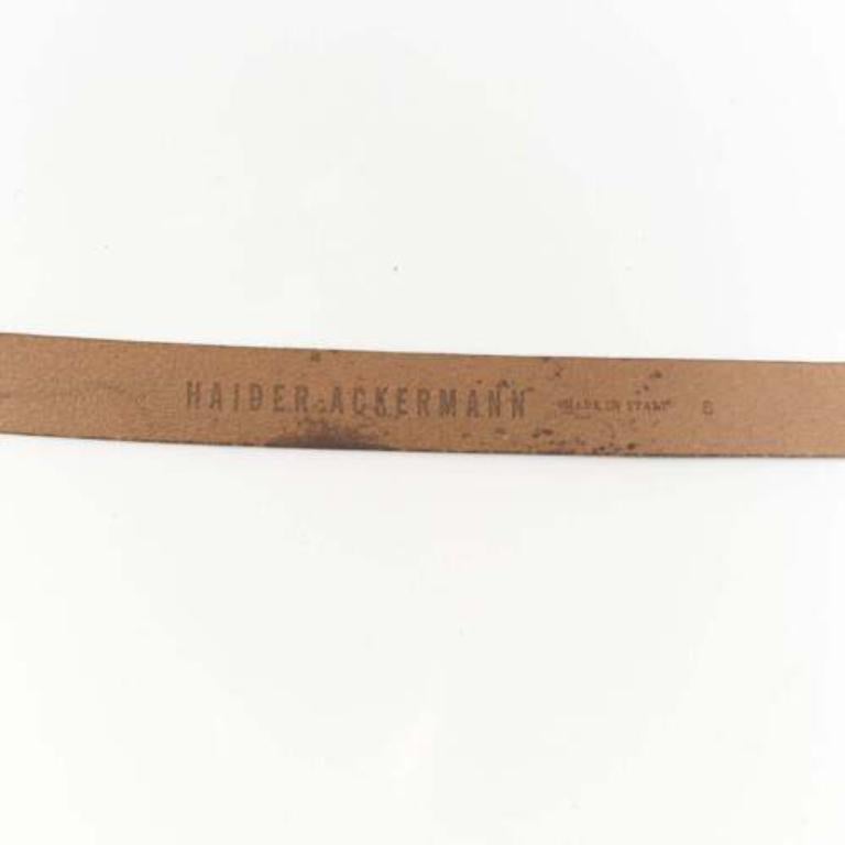 rare HAIDER ACKERMANN Runway brown leather bronze jaguar buckle belt S For Sale 3