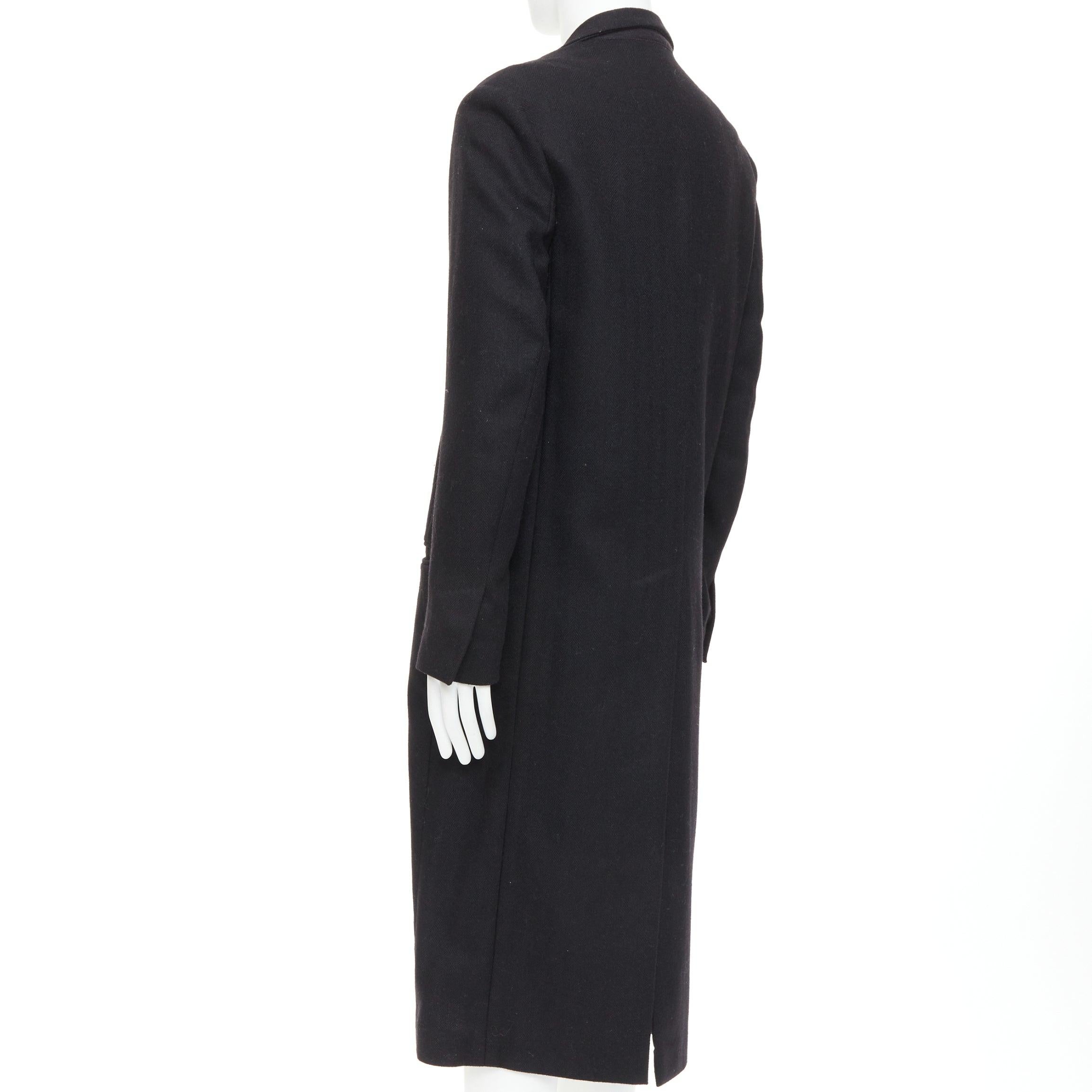 raro Haider Ackermann Runway in lana monopetto con revers a tacca, cappotto lungo M. 1