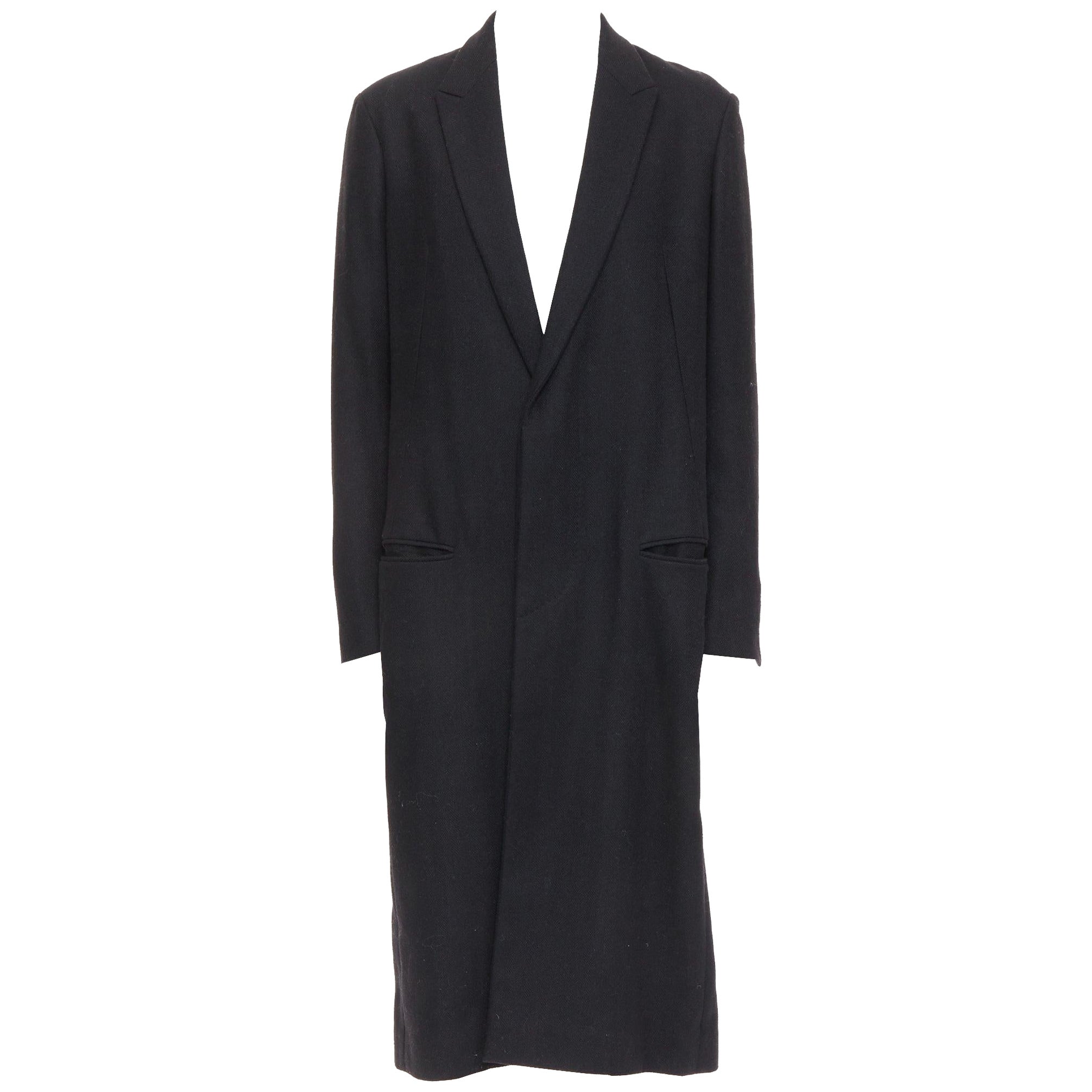 raro Haider Ackermann Runway in lana monopetto con revers a tacca, cappotto lungo M.