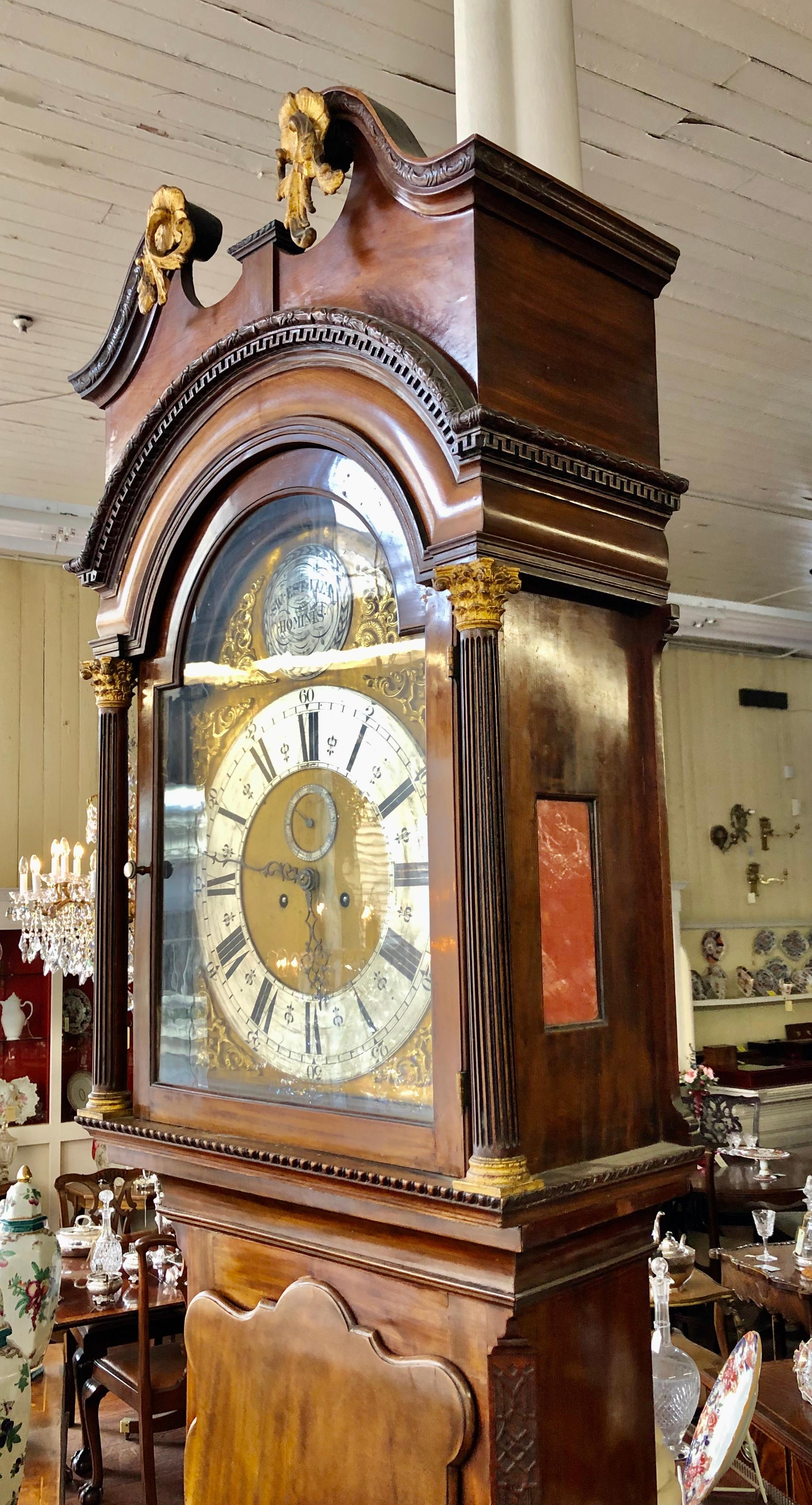 Brass Rare Haig & Chippendale Geo. III 8-day, Hour Strike Longcase Grandfather Clock For Sale