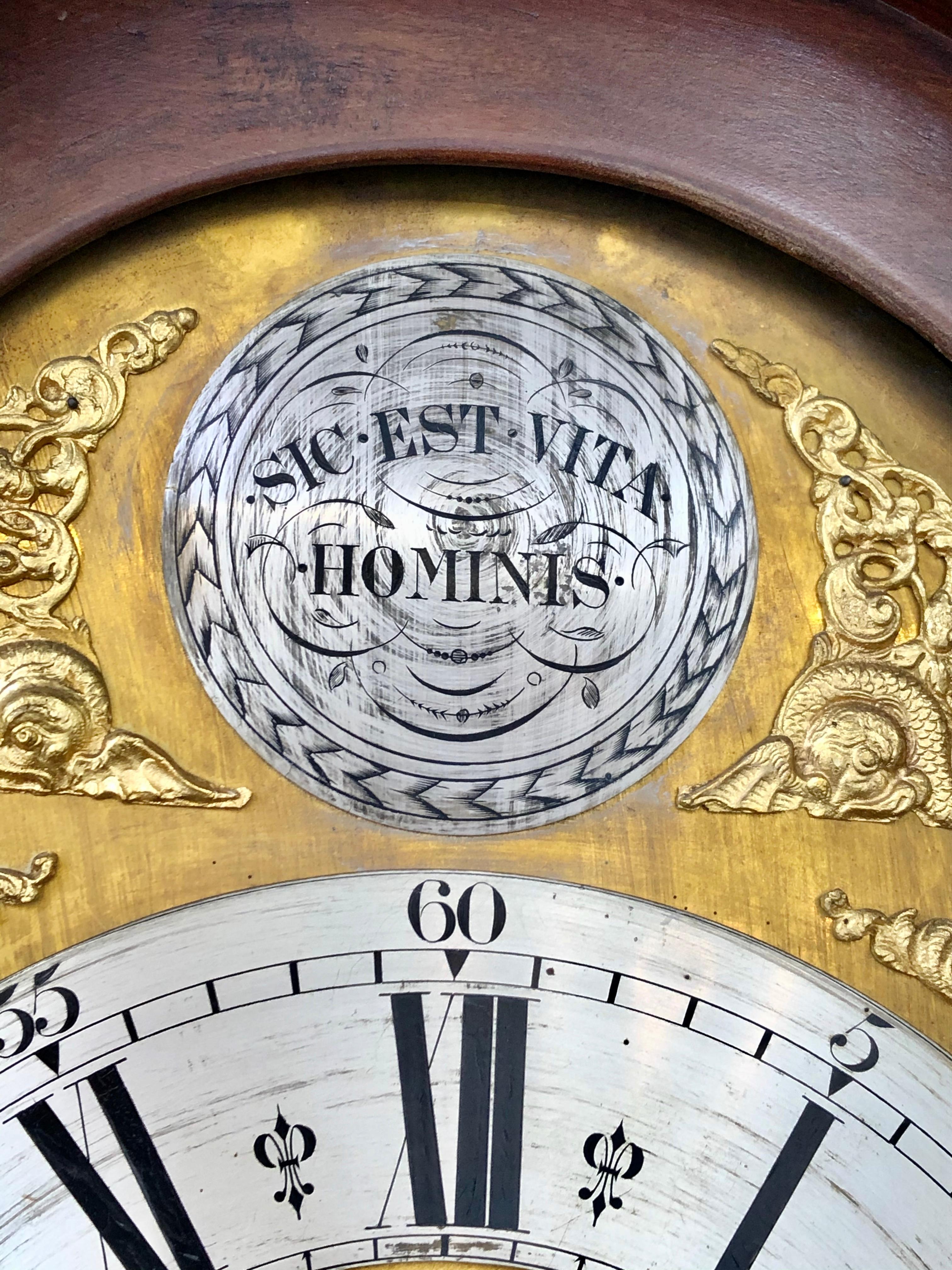 Hand-Carved Rare Haig & Chippendale Geo. III 8-day, Hour Strike Longcase Grandfather Clock For Sale