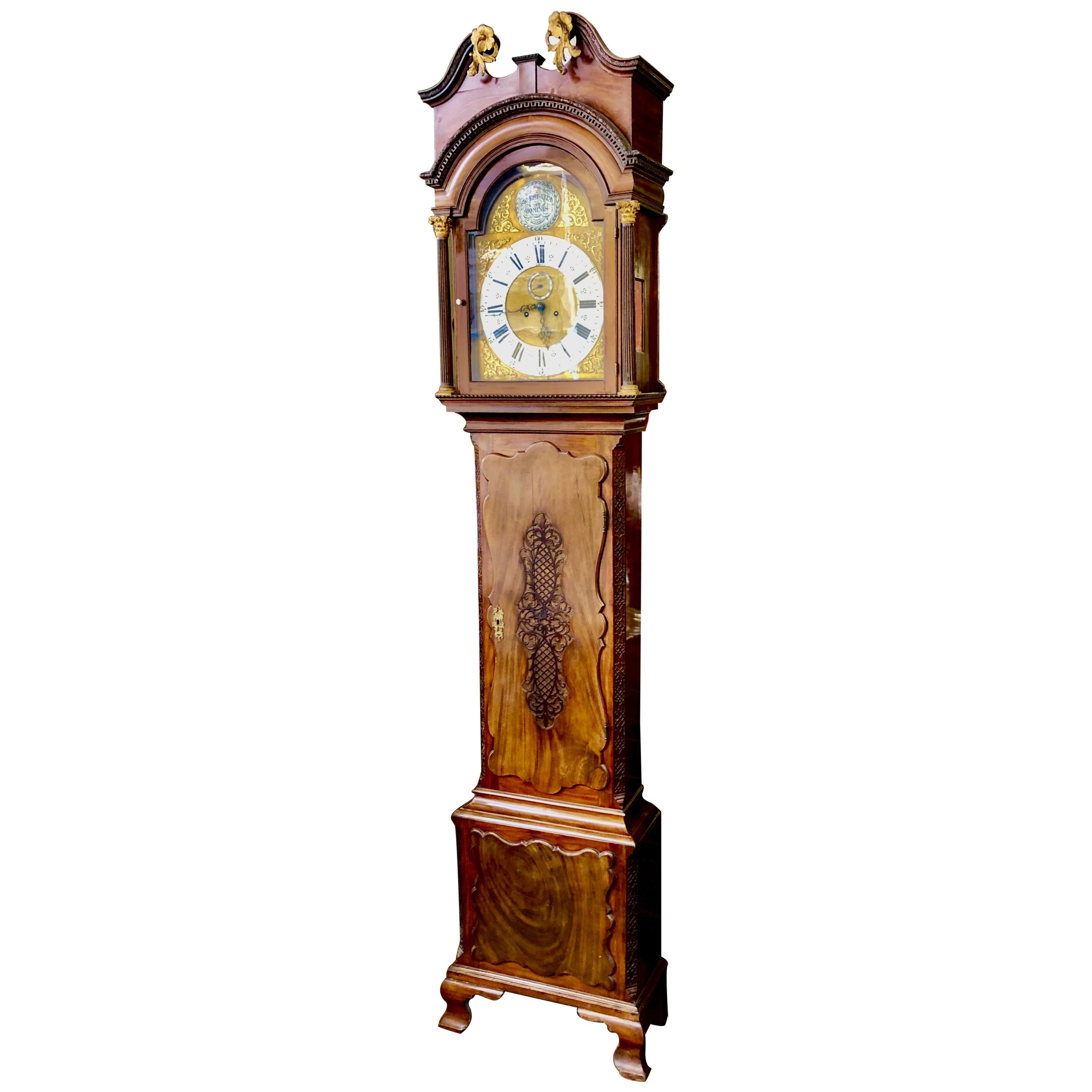 Rare Haig & Chippendale Geo. III 8-day, Hour Strike Longcase Grandfather Clock For Sale