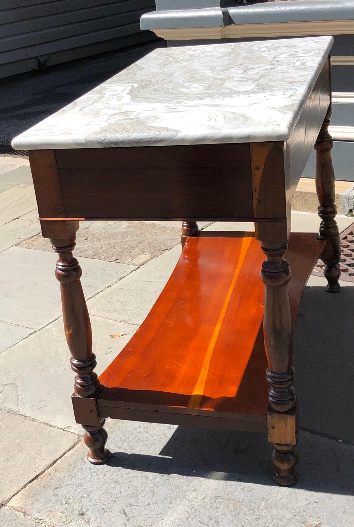 18th Century Rare Haitian Marble-Top French Bakers Table, 19th Century