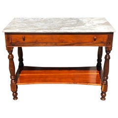 Rare Haitian Marble-Top French Bakers Table, 19th Century