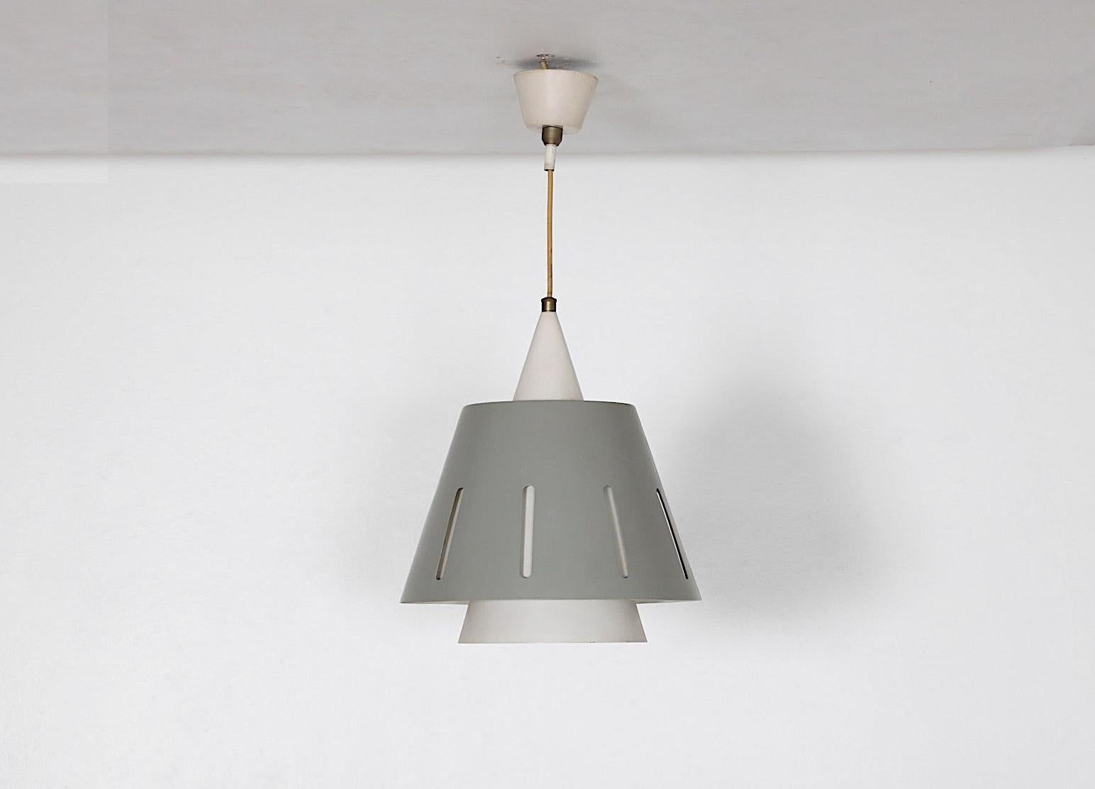Mid-Century Modern Rare Hala Zeist 'Sun Series' Gray Ceiling Lamp by H. Busquet - 1950s For Sale