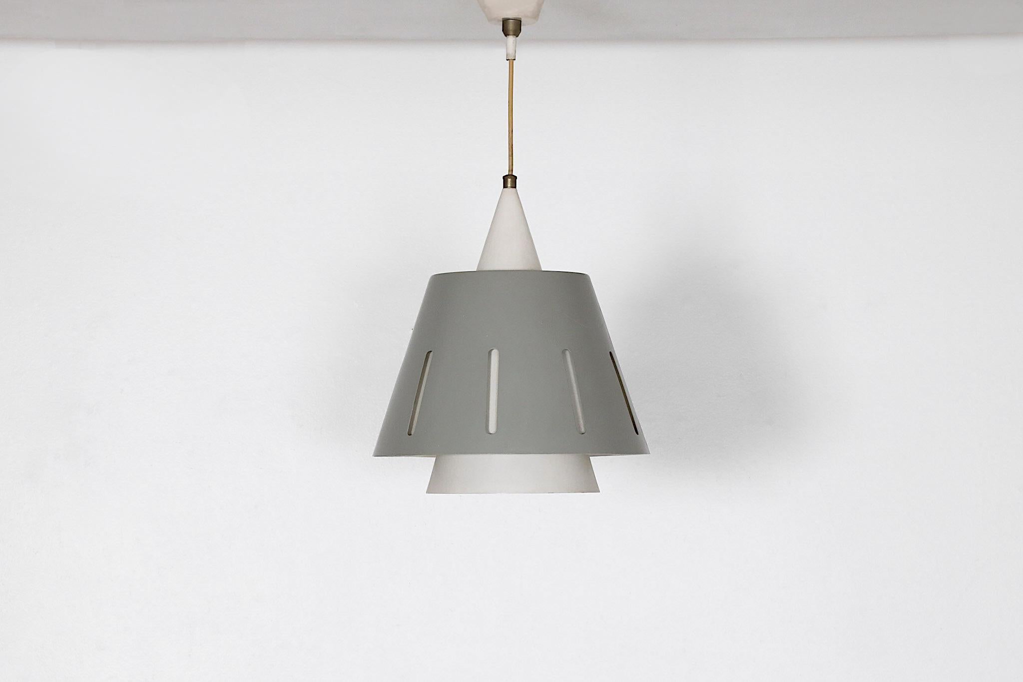 Dutch Rare Hala Zeist 'Sun Series' Gray Ceiling Lamp by H. Busquet - 1950s For Sale