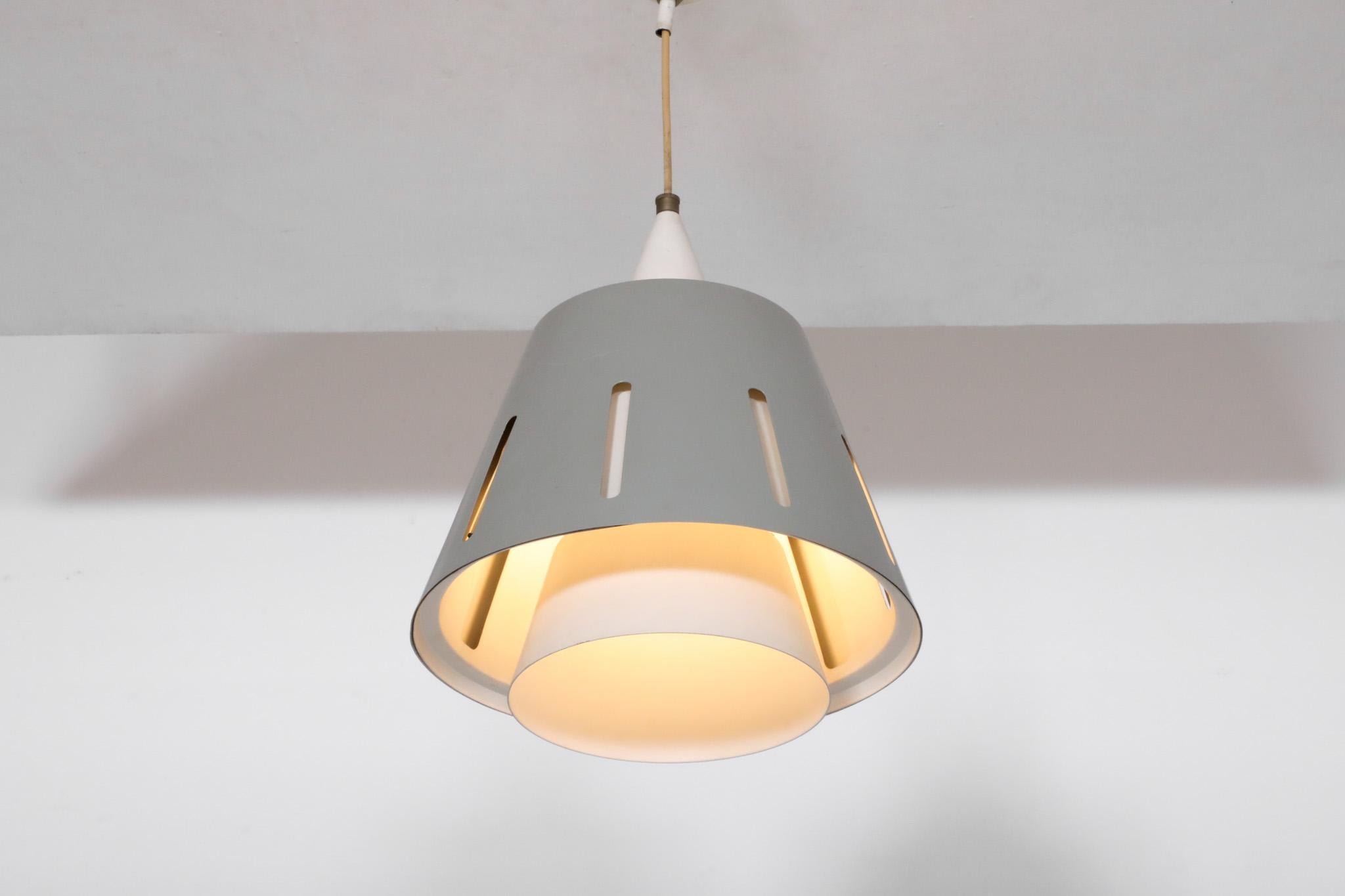 Rare Hala Zeist 'Sun Series' Gray Ceiling Lamp by H. Busquet - 1950s In Good Condition For Sale In Los Angeles, CA