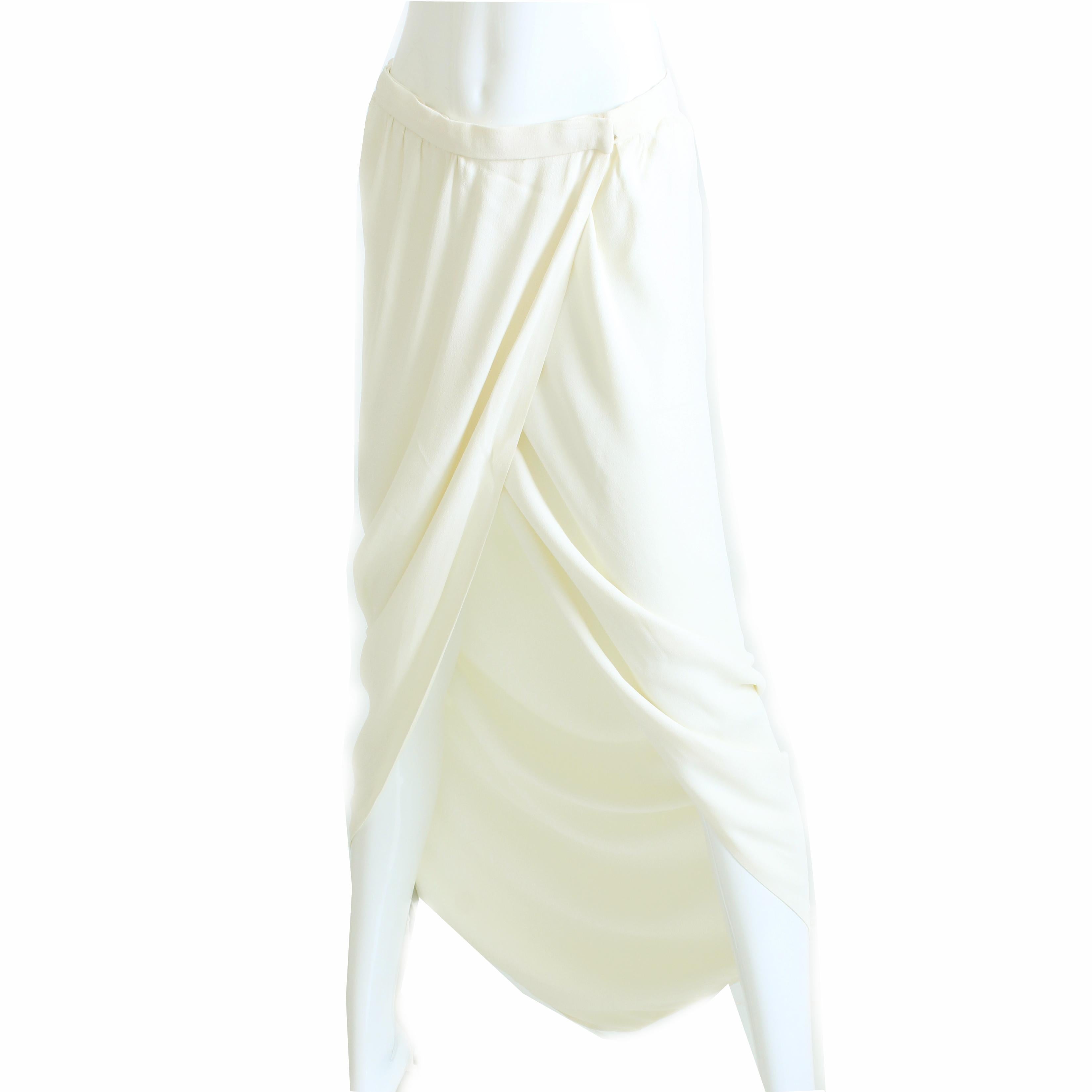 Rare Halston Silk Crepe Tulip Skirt Documented Runway Rare 70s Montaldo's S/M 1