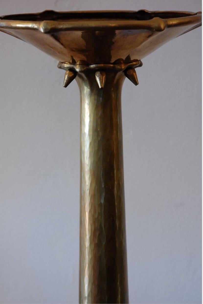 Rare Hammered Brass Candlestick by Atelier Brom In Excellent Condition For Sale In Los Angeles, CA