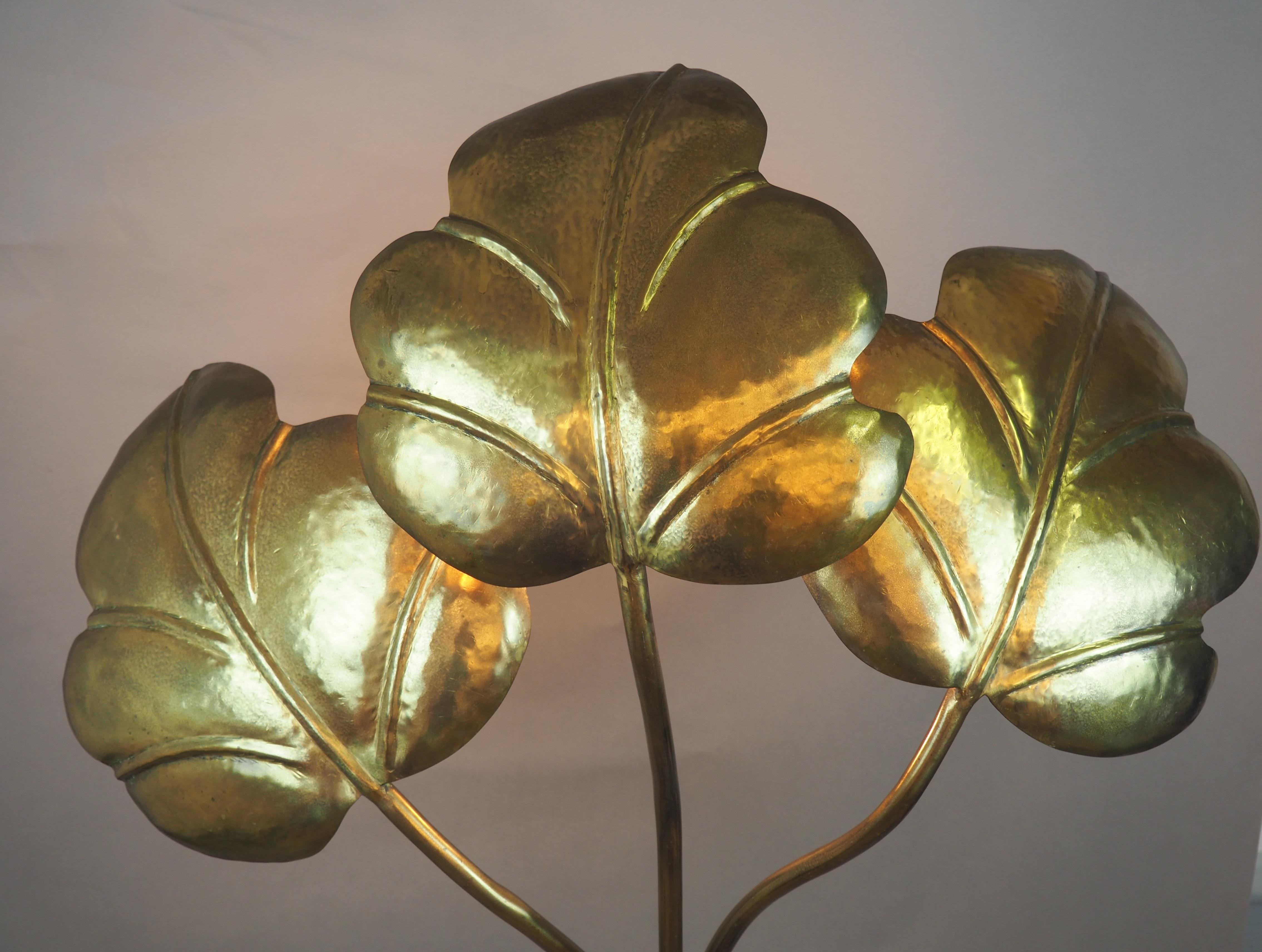Mid - Century Hammered Brass Floor Lamp attr. to Maison Charles, circa 1960s For Sale 1
