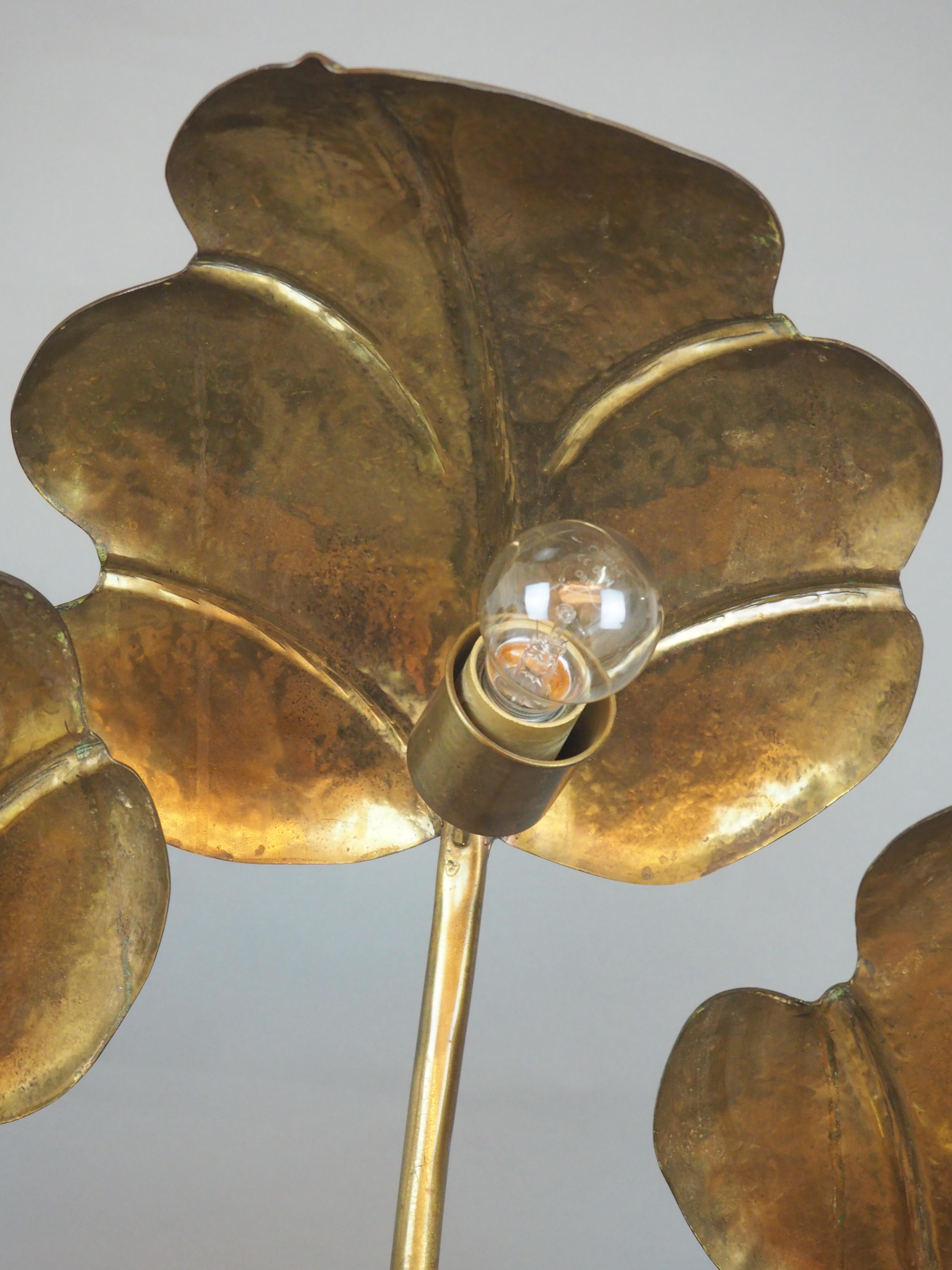 Mid - Century Hammered Brass Floor Lamp attr. to Maison Charles, circa 1960s For Sale 4