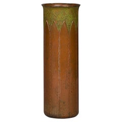 Rare Hammered Copper Cylindrical Vase, Roycroft, circa 1910