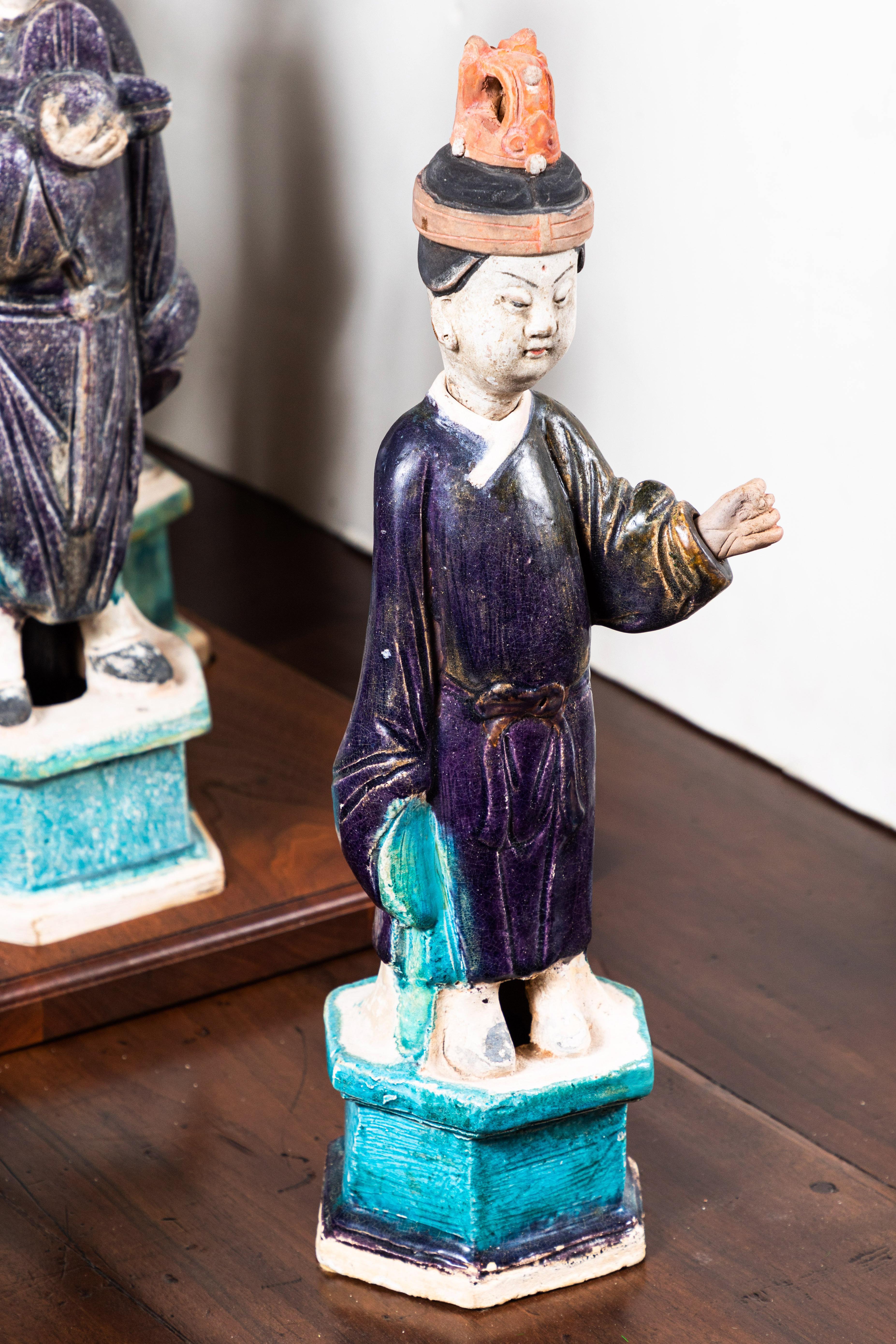 Glazed Rare, Ming-Dynasty, Terracotta Figural Procession For Sale