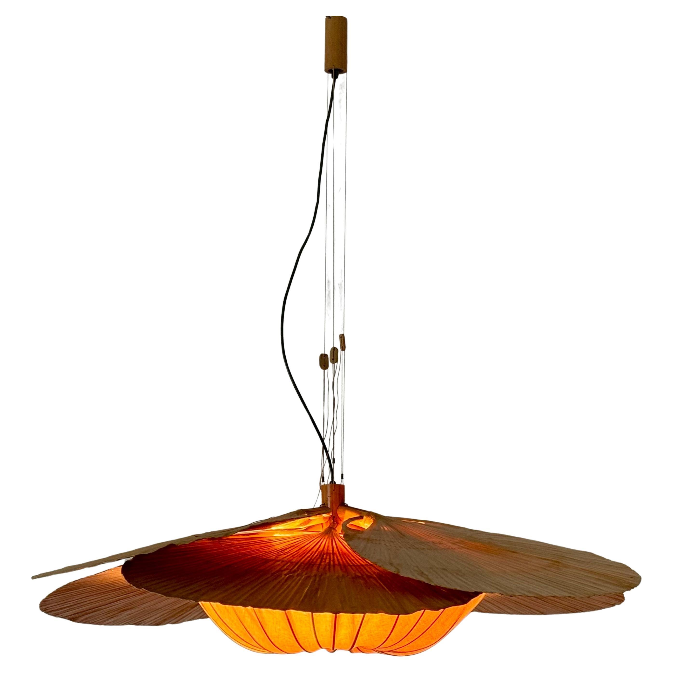 Fine XX secolo Rara lampada a sospensione Uchiwa 