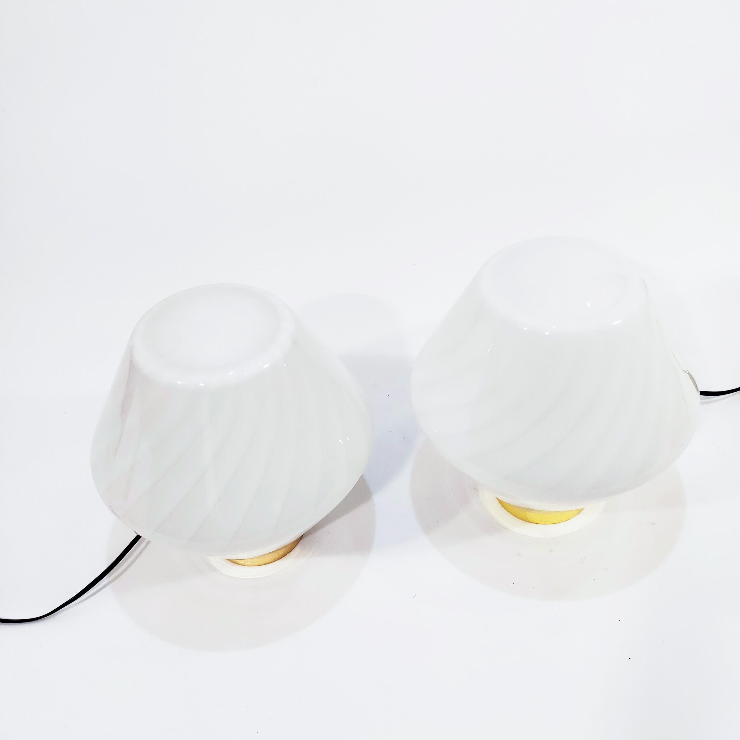 Space Age Rare hand-blown murano glass table lamps by F. Fabbian, Italy, 1970s For Sale