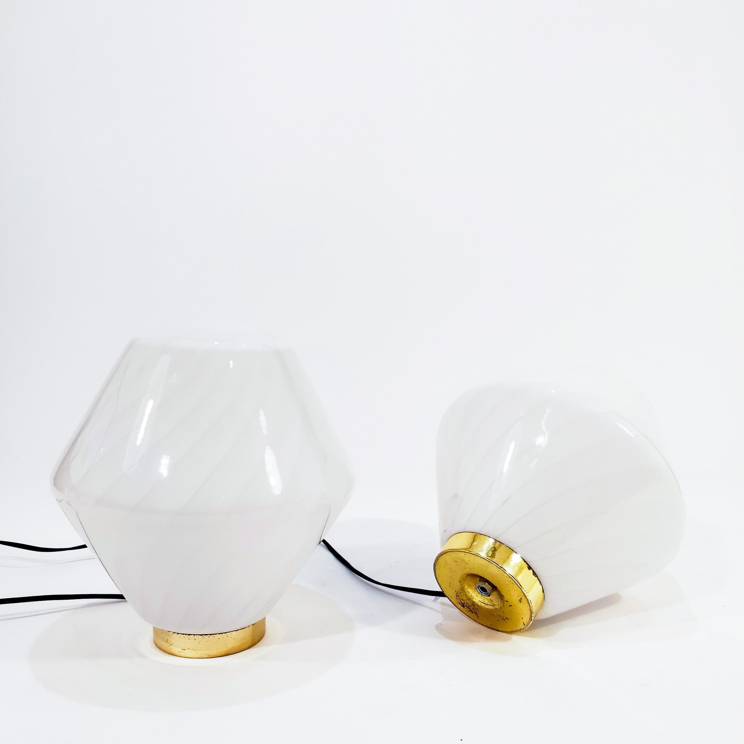 Italian Rare hand-blown murano glass table lamps by F. Fabbian, Italy, 1970s For Sale