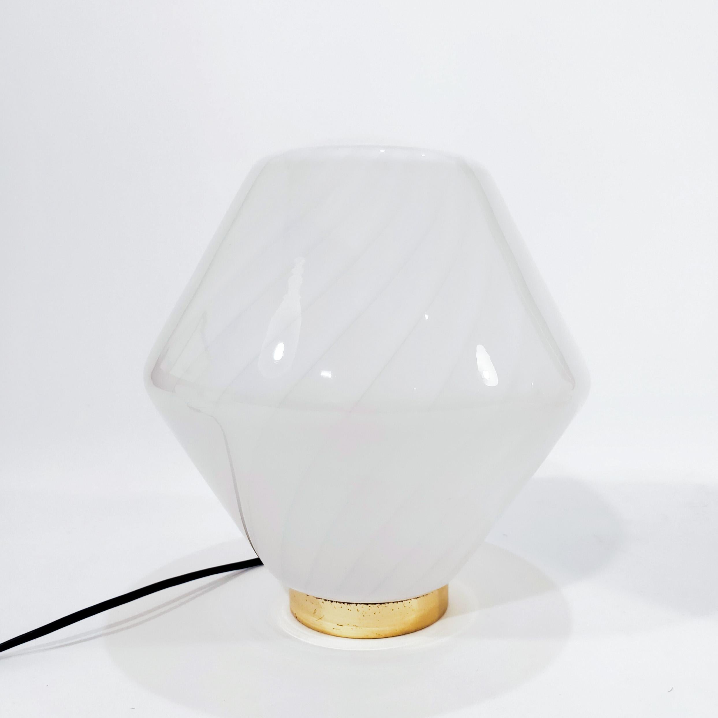 Hand-Crafted Rare hand-blown murano glass table lamps by F. Fabbian, Italy, 1970s For Sale