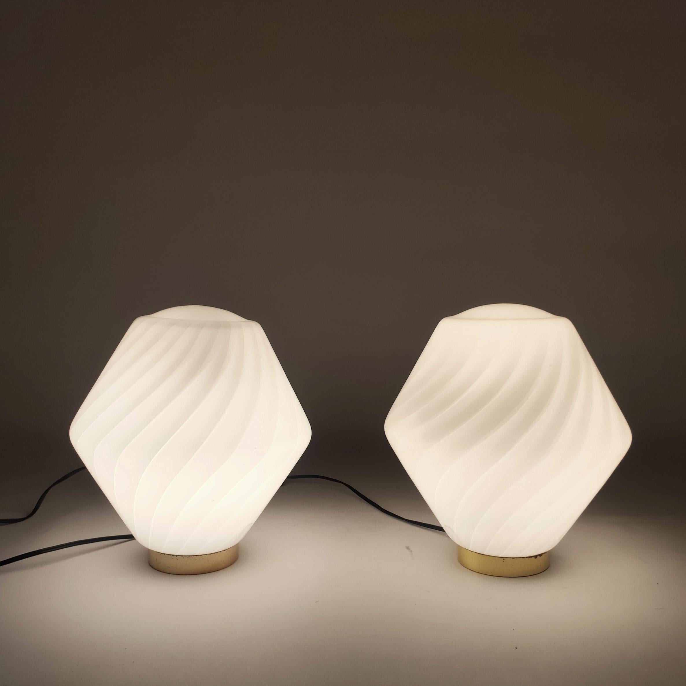 Rare hand-blown murano glass table lamps by F. Fabbian, Italy, 1970s In Good Condition For Sale In SANT ADRIÀ DE BESÒS, ES