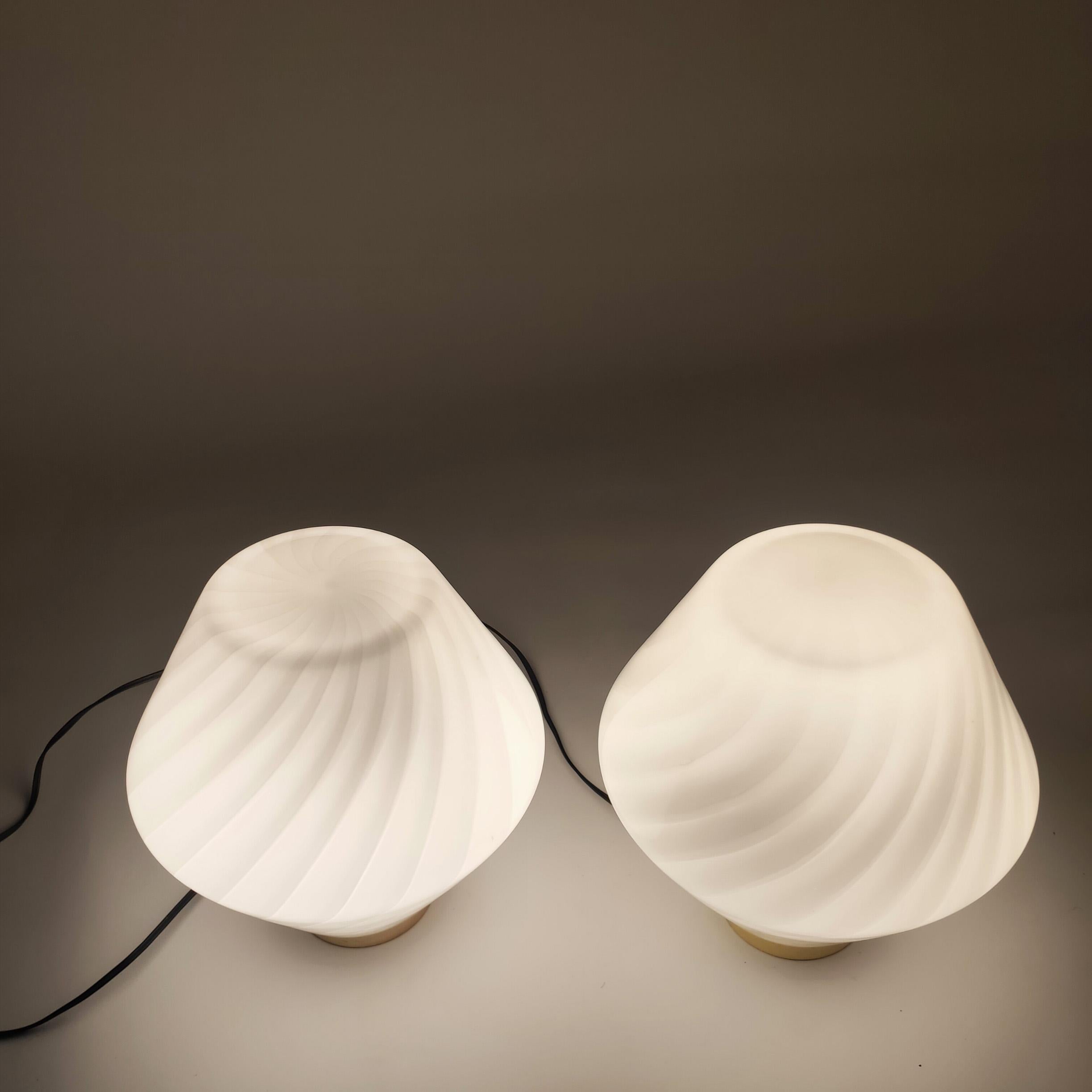 Late 20th Century Rare hand-blown murano glass table lamps by F. Fabbian, Italy, 1970s For Sale