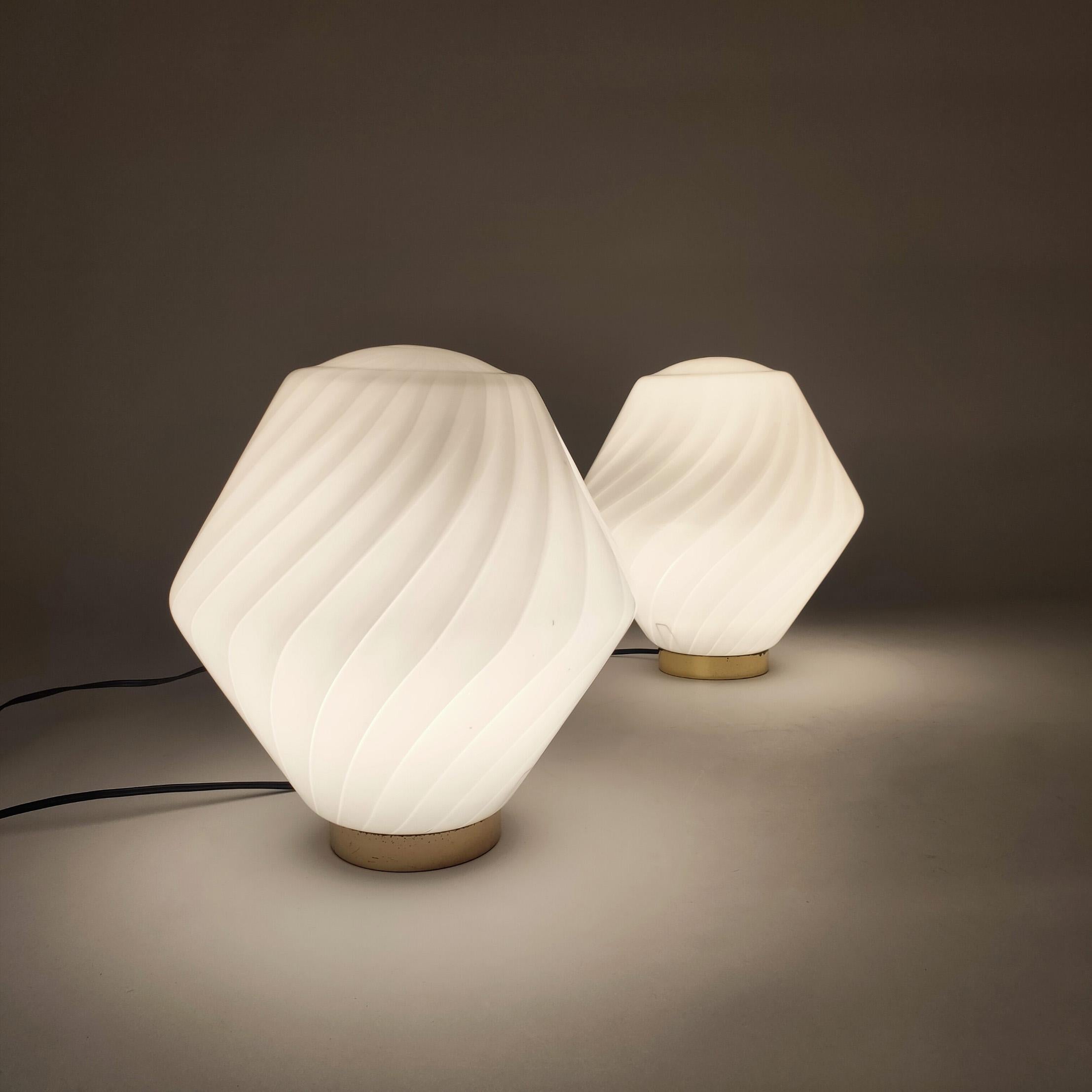 Metal Rare hand-blown murano glass table lamps by F. Fabbian, Italy, 1970s For Sale