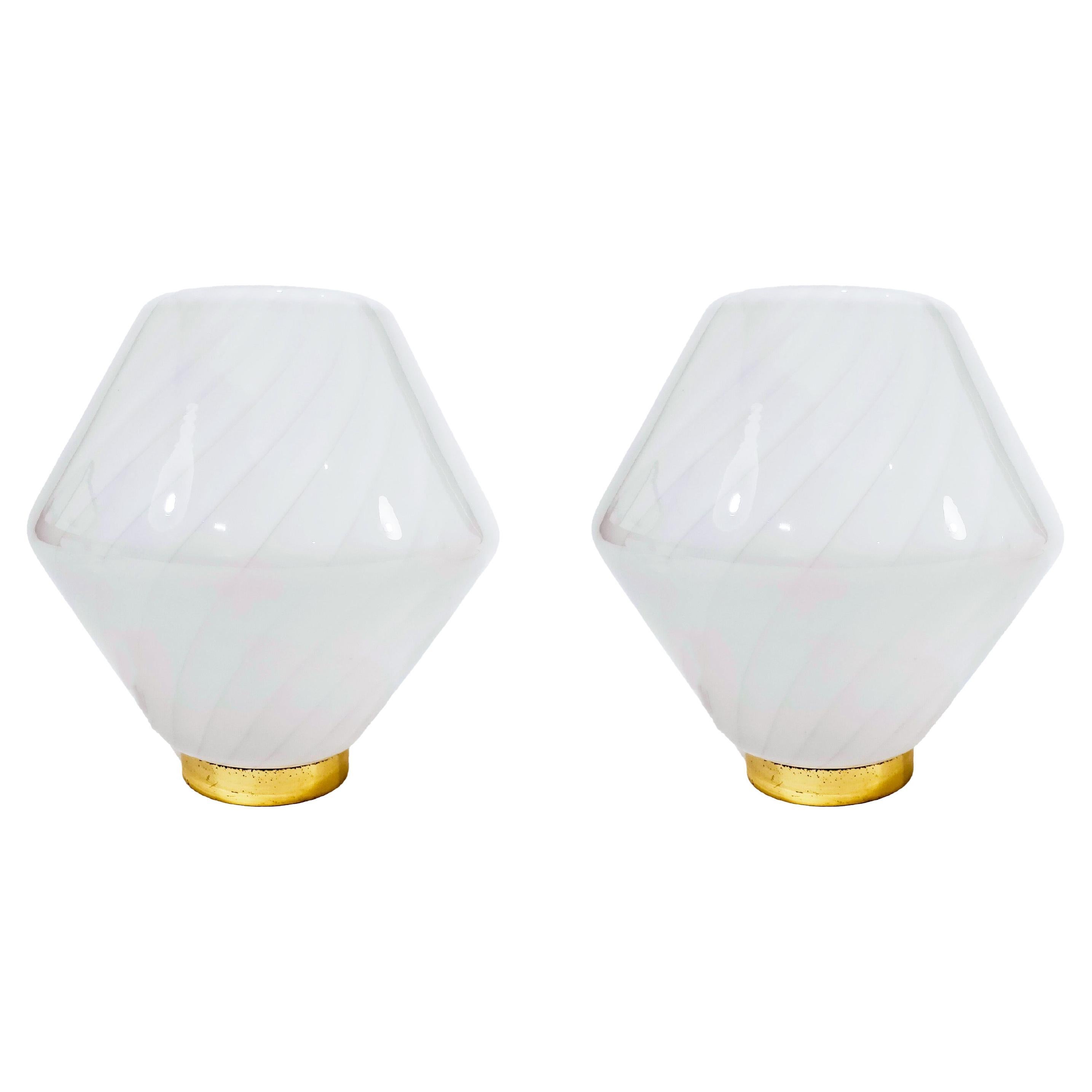 Rare hand-blown murano glass table lamps by F. Fabbian, Italy, 1970s For Sale