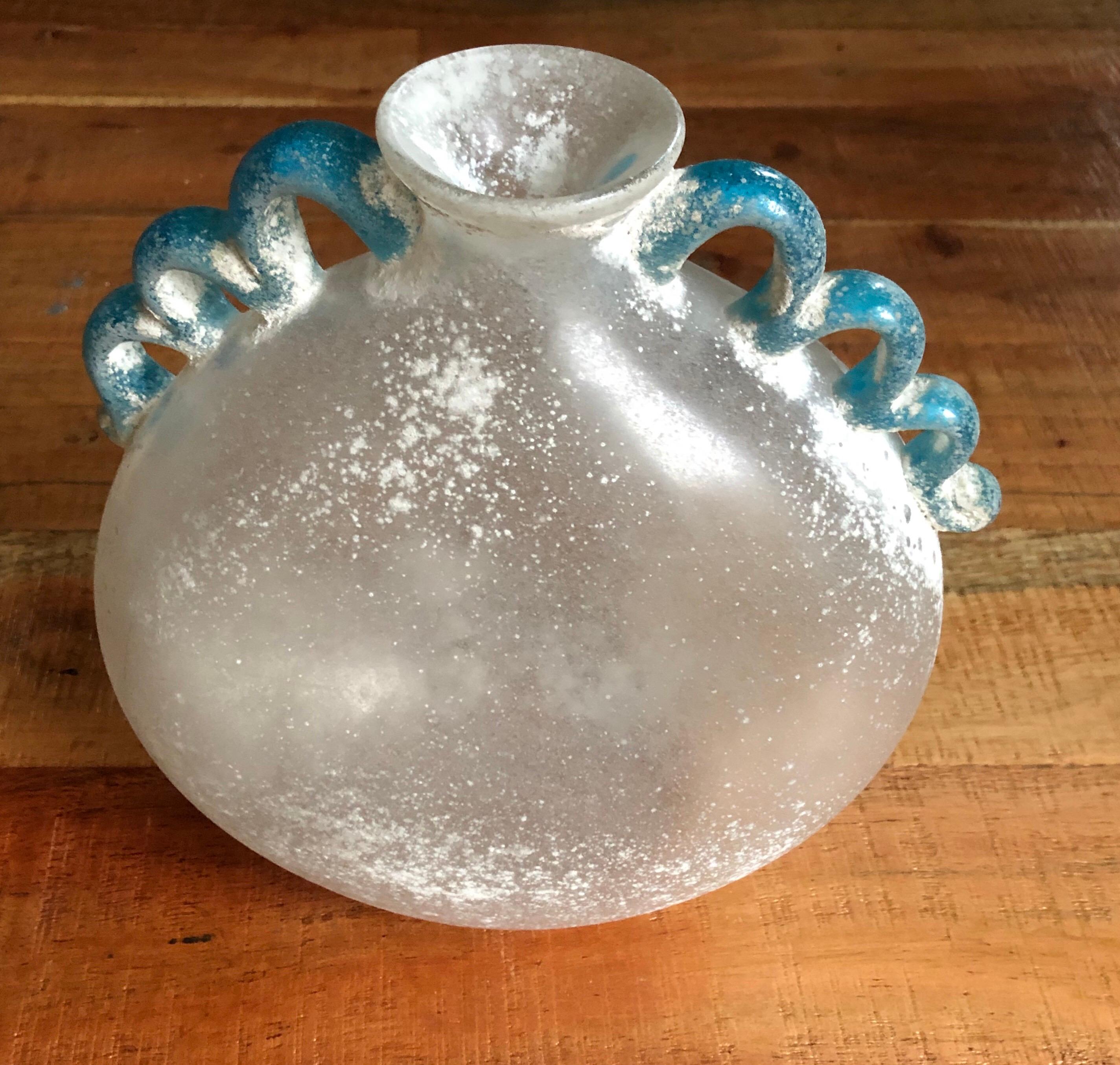 Rare vase en verre Scavo soufflé à la main par Seguso, 